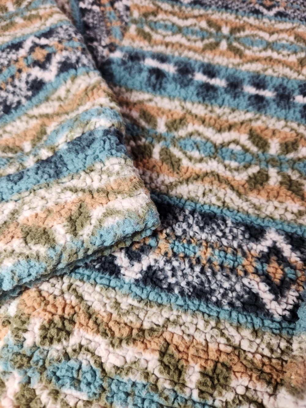 American Eagle Sherpa Fleece Pullover Medium Fair Isle Aztec 1/4 Zip Cozy